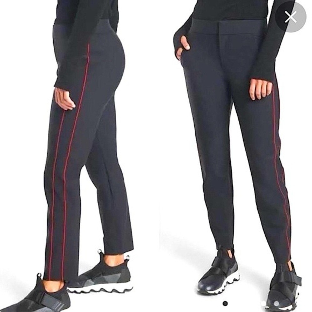 Athleta Black Pants with Red Accents